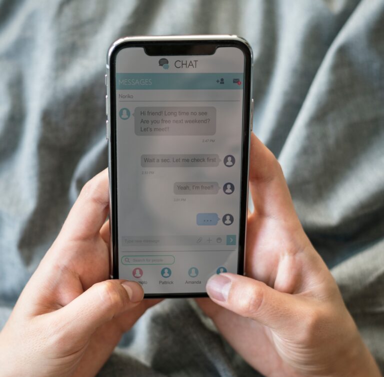 Caucasian woman chatting on mobile phone